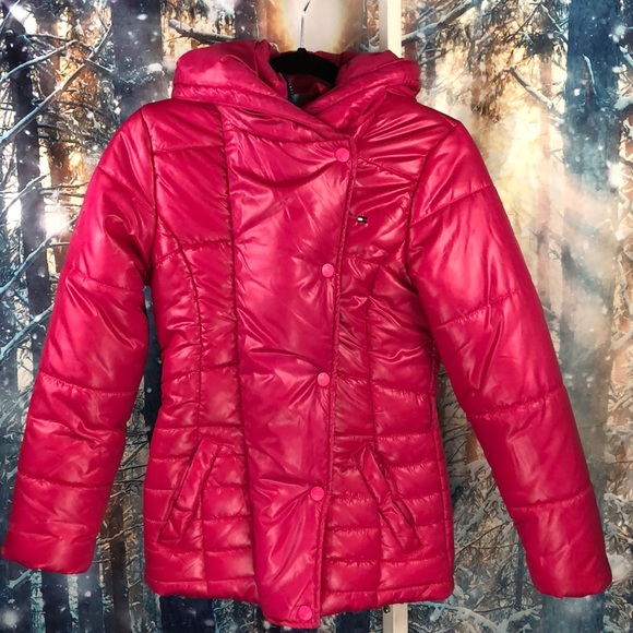 tommy hilfiger pink puffer jacket